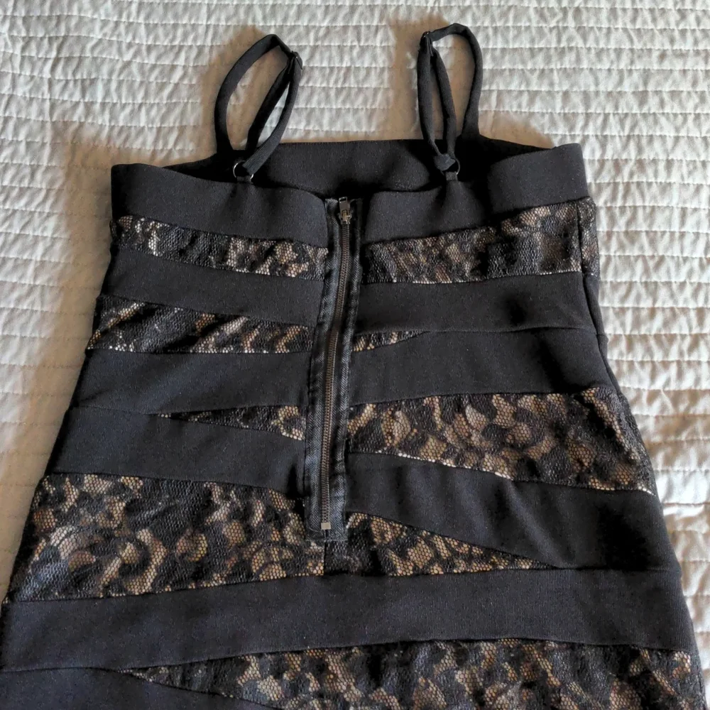 *SOLD*Torrid Black & Nude Lace Layered Bodycon Mini Dress - Picture 7 of 15